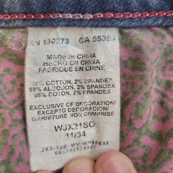 Rock 47 by Wrangler Western Jeans Cross Embellishment Pockets Sz 11/33" Inseam - Picture 8 of 10